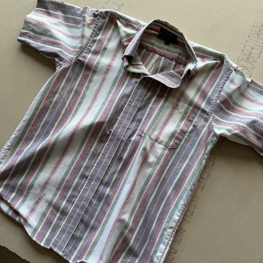 Vintage John Ashford Striped Short Sleeve Button Down Shirt